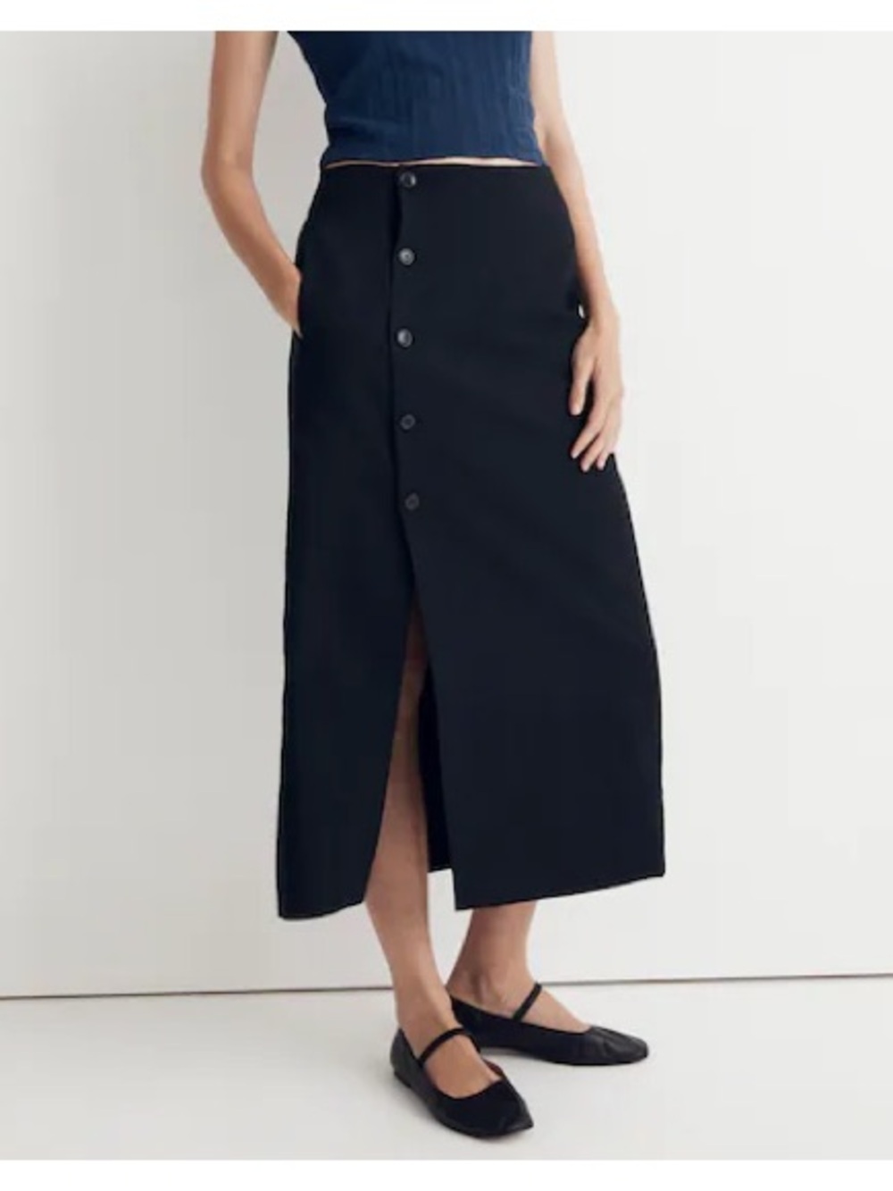 Madewell Black Button-Front Skirt